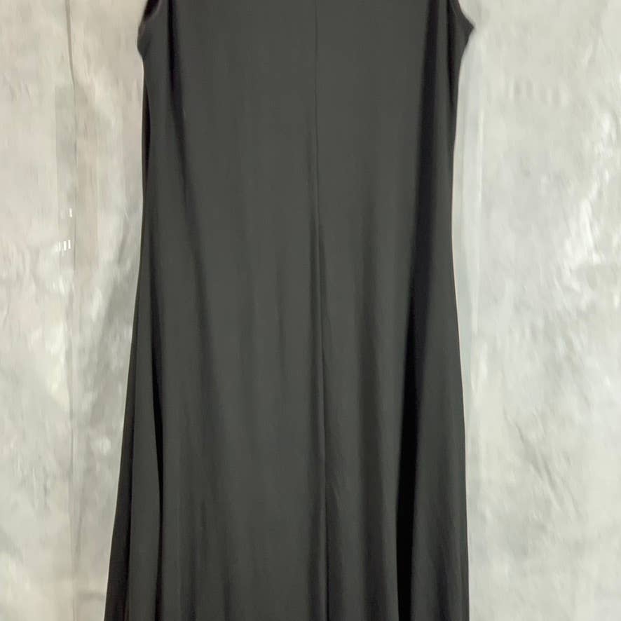 24SEVEN COMFORT APPAREL Women's Solid Black Scoop-Neck Sleeveless Maxi Dress SZL