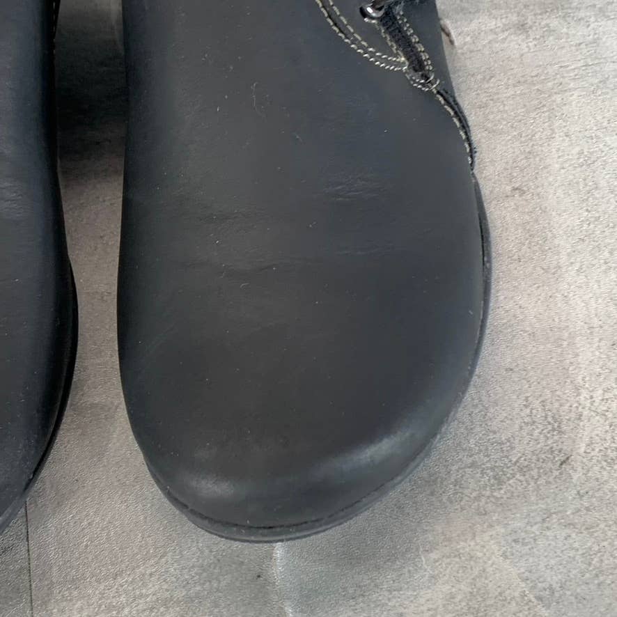 CLARKS COLLECTION Women's Black Leather Roseville Faux-Fur Slip-On Clogs SZ 6.5