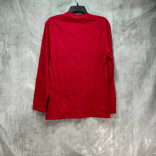 CLUB ROOM Red Long Sleeve Solid V-Neck Shirt SZ M