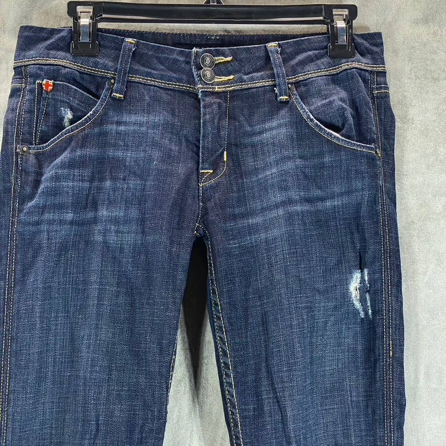 Hudson Women's Blue Flap Pockets Beth Baby Bootcut Mid-Rise Denim Jeans SZ 27