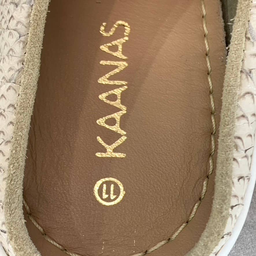 KAANAS Women's Off-White Faro Snake Embossed Metallic Slip-On Shoes SZ 11