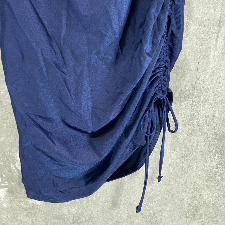 B. DARLIN Navy Bungee-Strap Square-Neck Cutout-Side Ruched Bodycon Dress SZ M