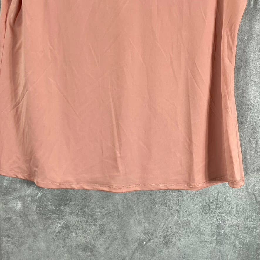 NY COLLECTION Women's Blush V-Neck Cutout Rhinestone Flutter Sleeve Top SZ L