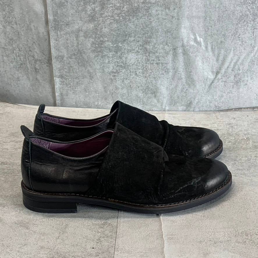 BUENO Women's Black Nubuck Passion Block Heel Slip-On Loafers SZ 8.5