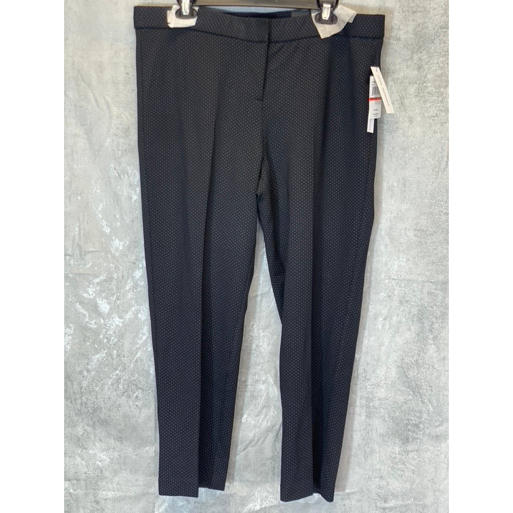 AMDANDA & CHELSEA Women's Black Geometric Print Ponte Modern-Fit Stretch Ankle Pants SZ 16