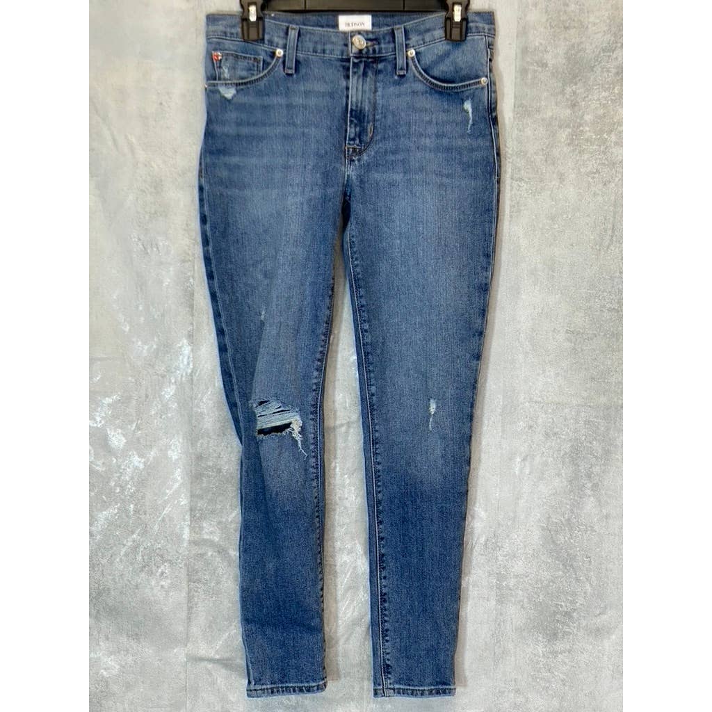 HUDSON Women's Petra Natalie Mid-Rise Super Skinny Crop Distressed Denim Jeans SZ 26