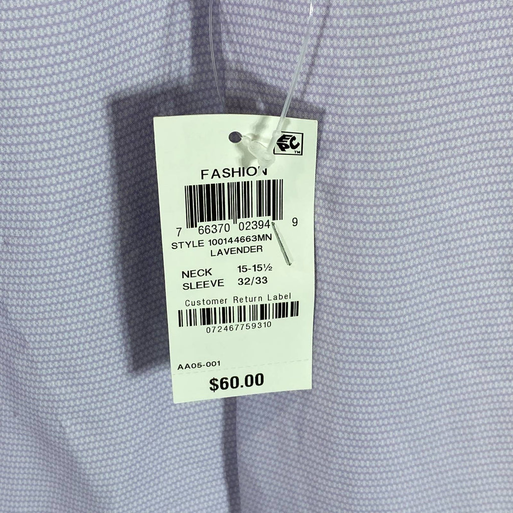 ALFANI Men's Lavender Mini Geo-Print Slim-Fit Stretch Shirt SZ 15-15.5 32/33