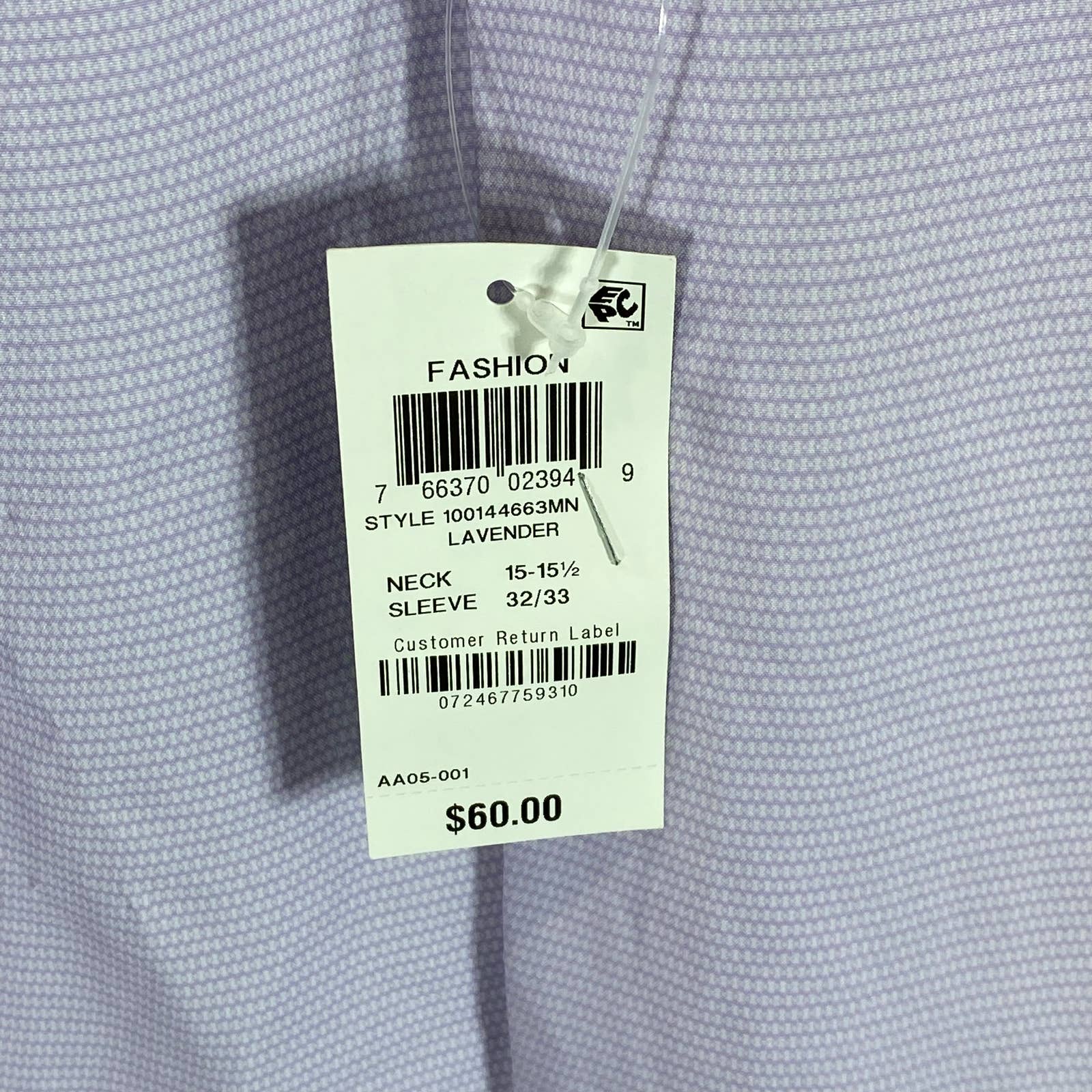 ALFANI Men's Lavender Mini Geo-Print Slim-Fit Stretch Shirt SZ 15-15.5 32/33