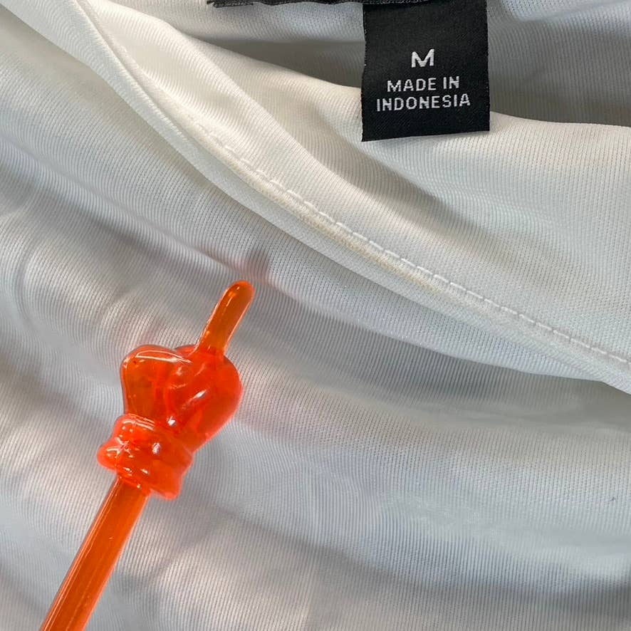 INC INTERNATIONAL CONCEPTS Women's Washed White Button-Trim Puff-Sleeve Top SZ M