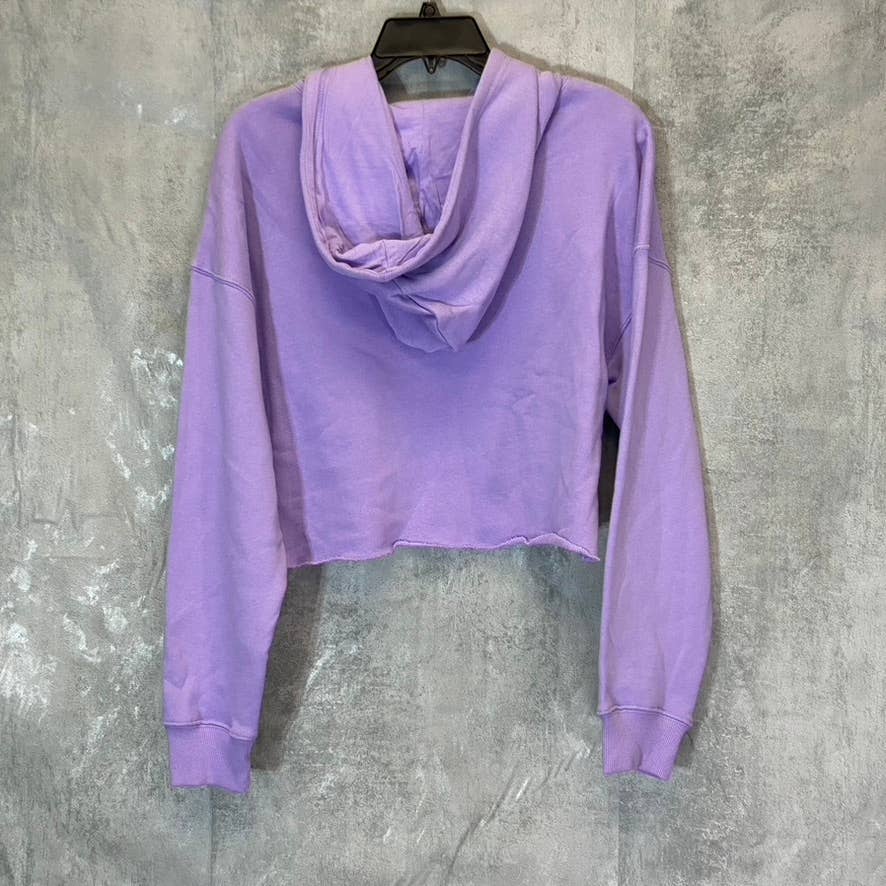 BP. Women's Purple Wildcats Cutoff Graphic Long Sleeve Pullover Hoodie SZ M