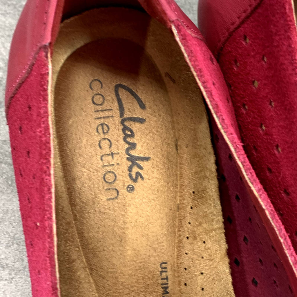 CLARKS COLLECTION Women's Fuchsia Suede Juliet Hayes Perforated Loafers SZ 8
