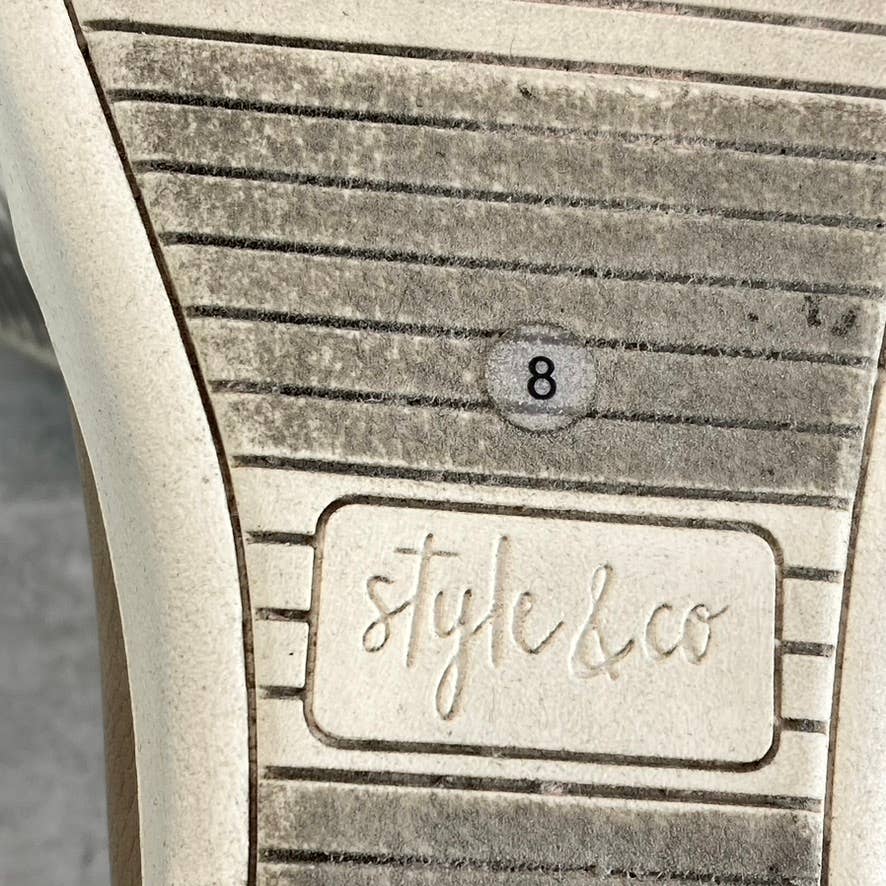 STYLE & CO Women's Taupe Textured Moira Zip Round-Toe Slip-On Sneakers SZ 8