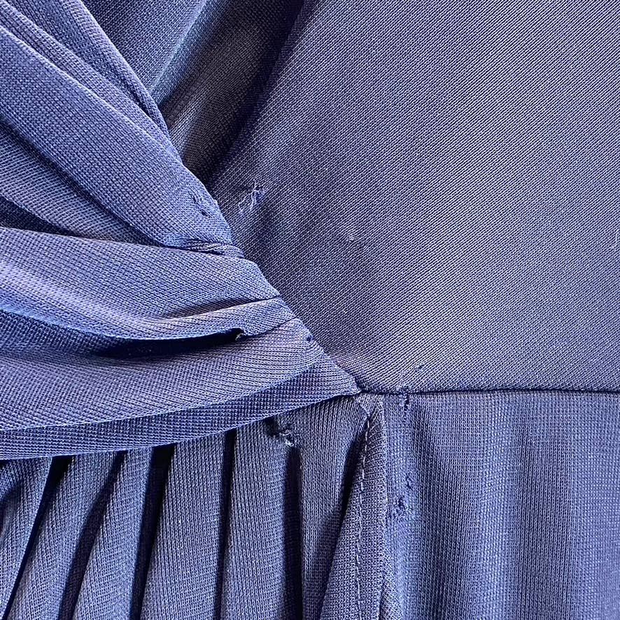 JESSICA HOWARD Women's Navy Faux-Wrap Ruched Sleeveless Maxi Gown SZ 12