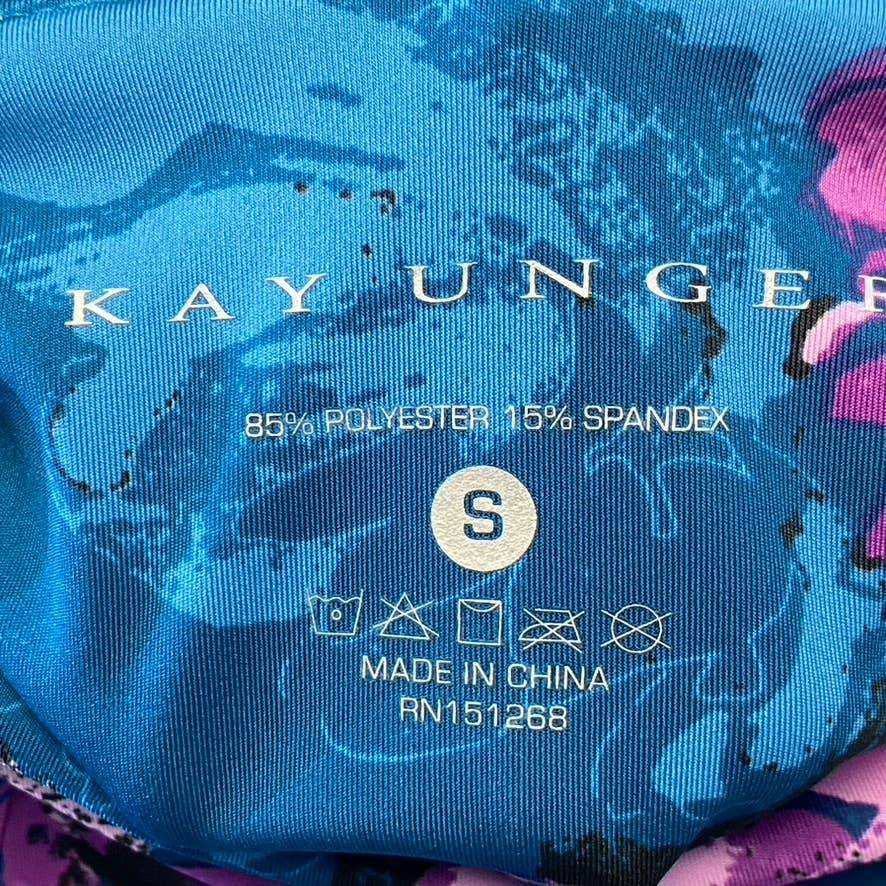 KAY UNGER Women's Blossom Bundle Teal Printed High-Waist Tummy Control Pull-On Leggings SZ S