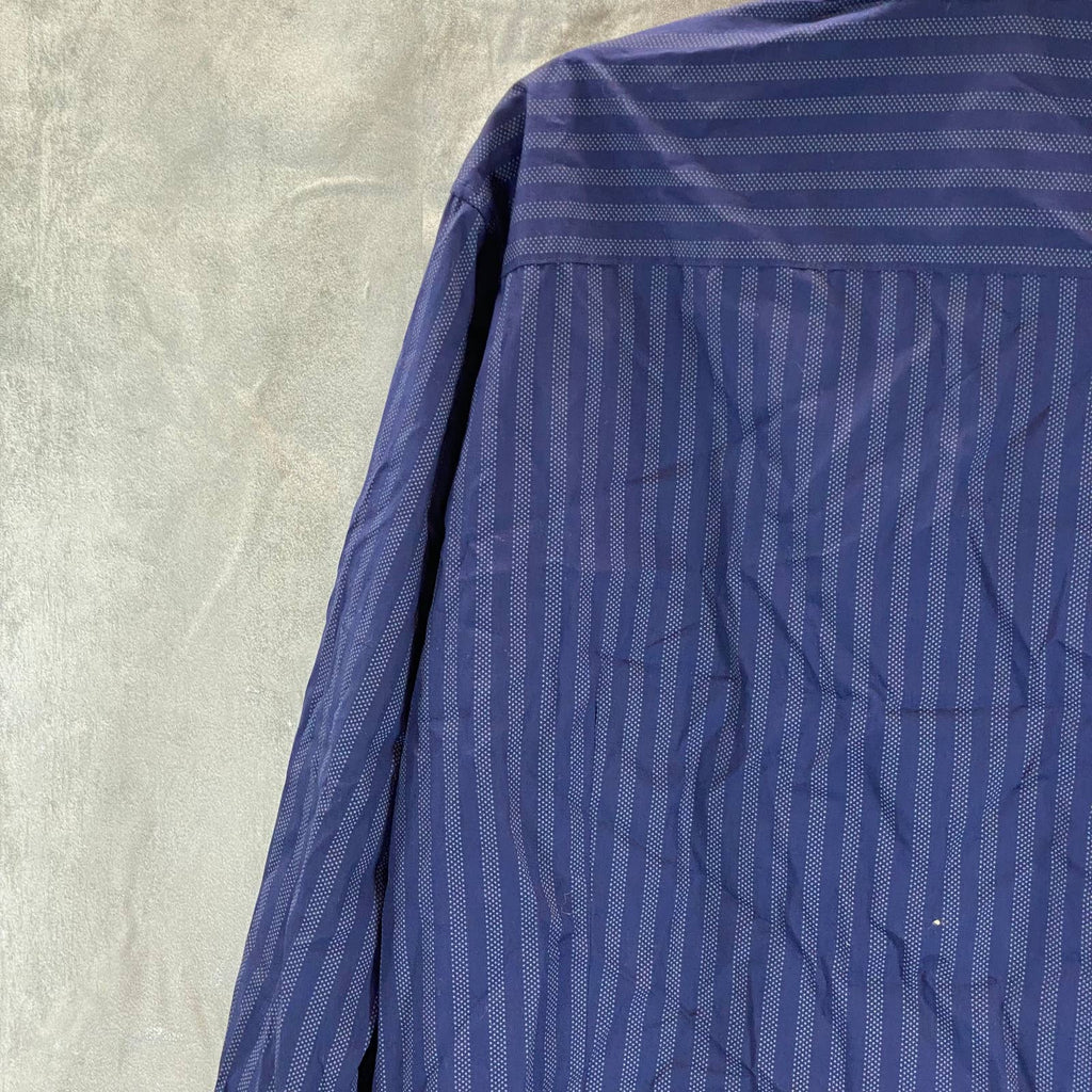 BAR III Men's Navy Slim-Fit Stretch Dotted Stripe-Print Button Dress Shirt SZ XL