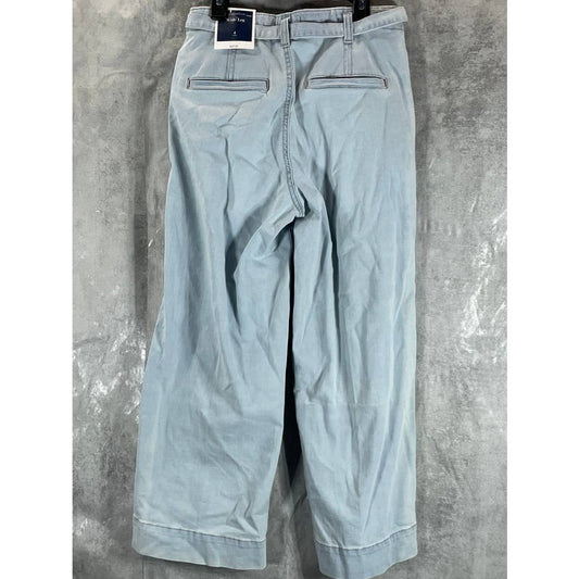 CHARTER CLUB Women's Light Wash Denim Boca Belted Crop Wide-Leg Pants SZ 4