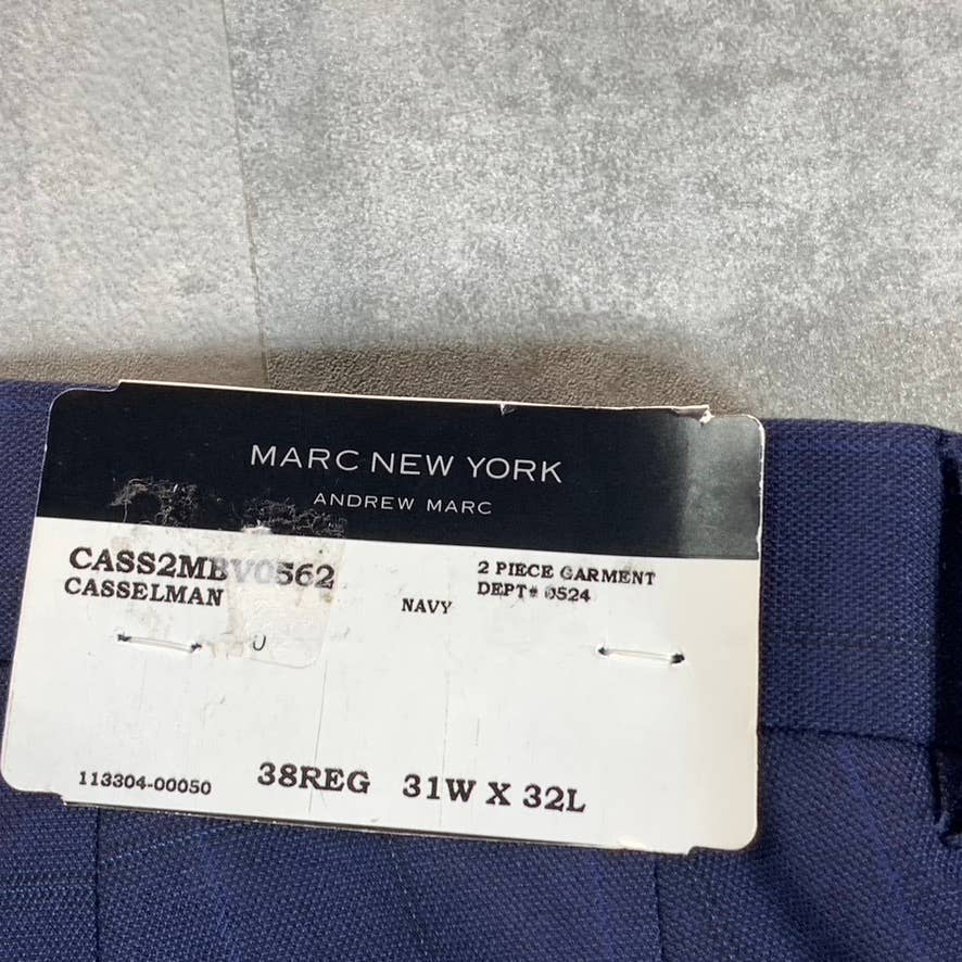 MARC NEW YORK Men's Navy Plaid Modern-Fit Flat Front Pants SZ 31X32