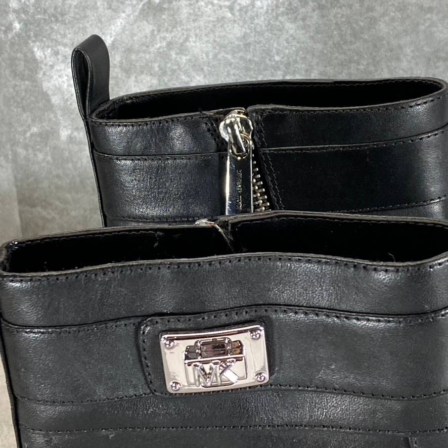 MICHAEL MICHAEL KORS Women's Black Leather Padma Strapped Block-Heel Booties SZ8