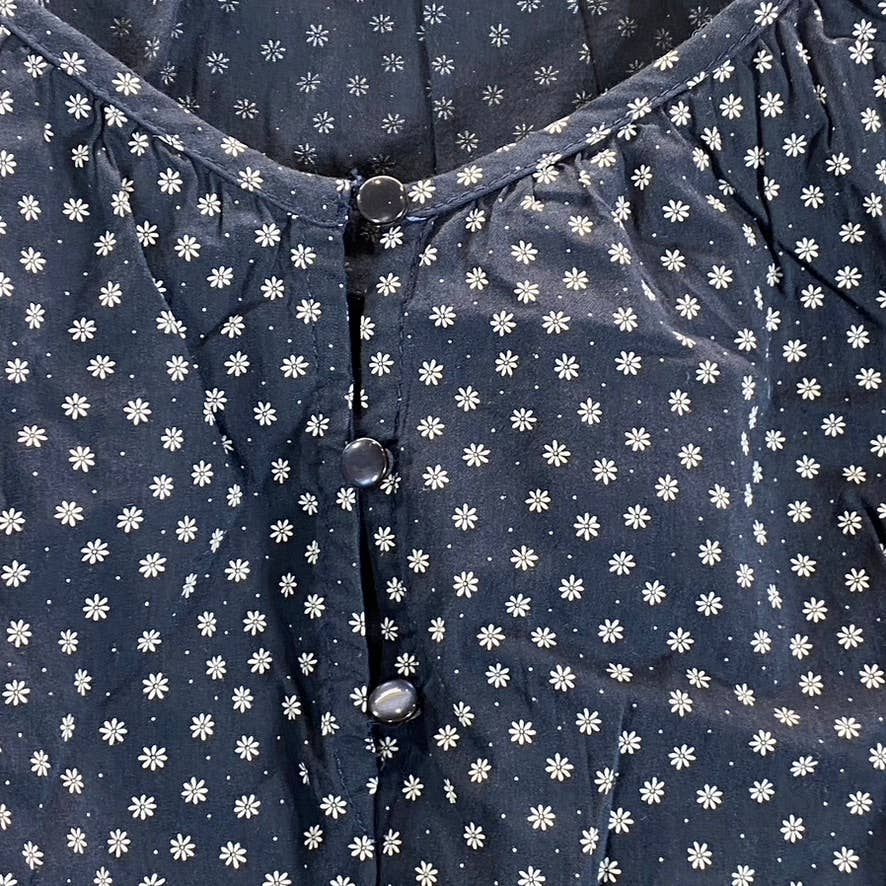 NAUTICA Women's Stellar Blue Heather Sustainably Crafted Split-Neck Peplum Top