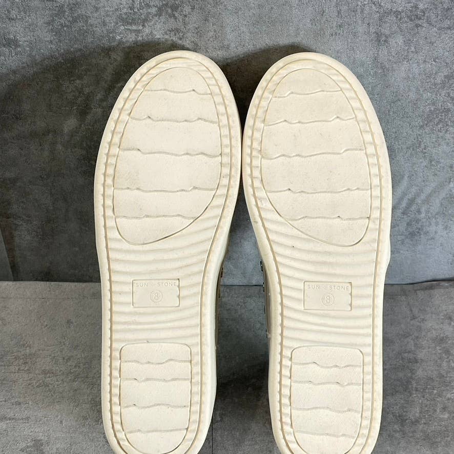 SUN+STONE Women's White Emelyy Studded Round-Toe Slip-On Sneakers SZ 8