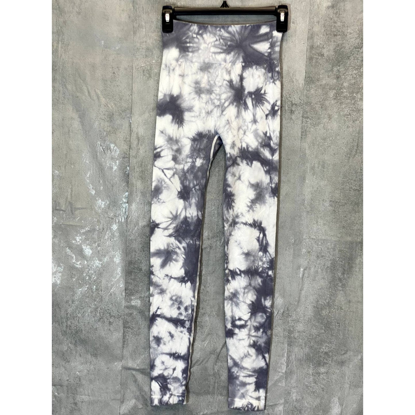 LOVE TREE Women's Gray-White Marble High-Waist Ribbed Seamless Leggings SZ S