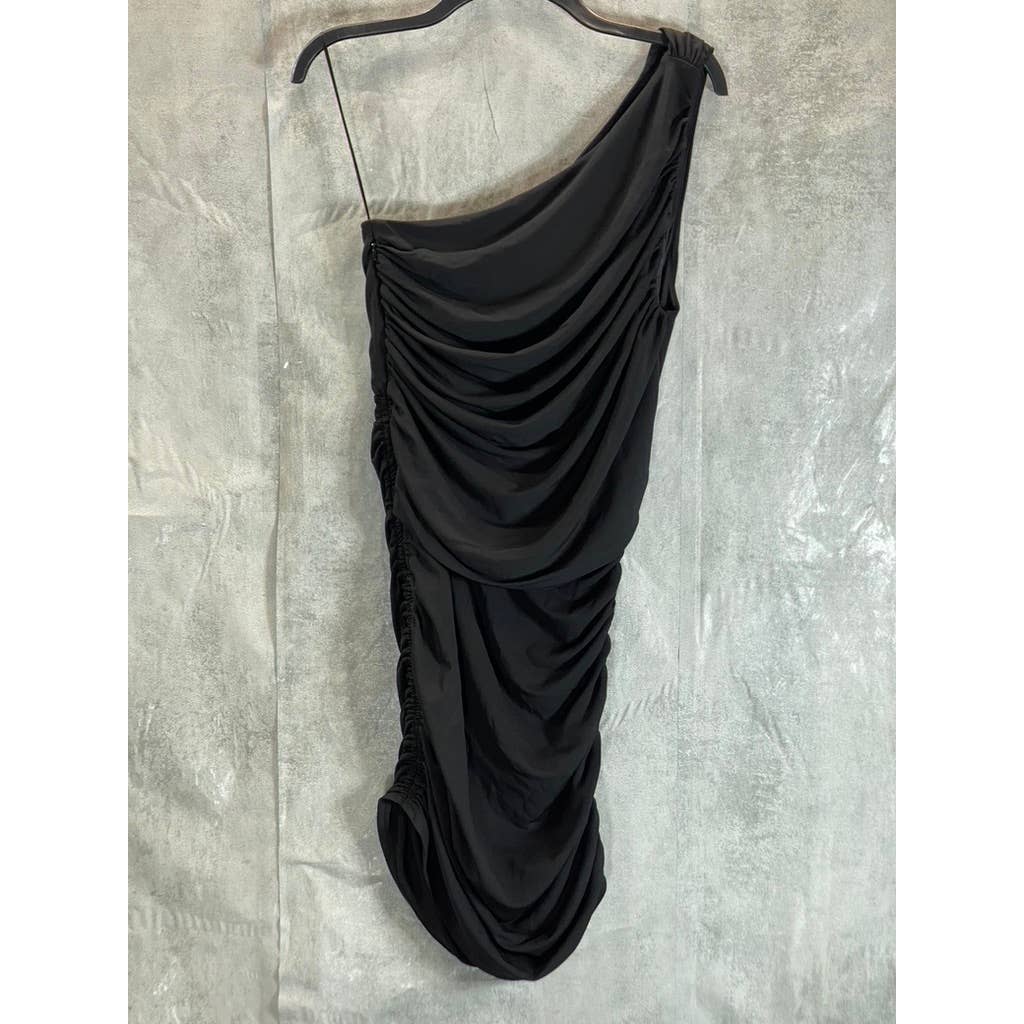 RAMY BROOK Women's Black One-Shoulder Dolly Ruched Bodycon Mini Dress SZ 6