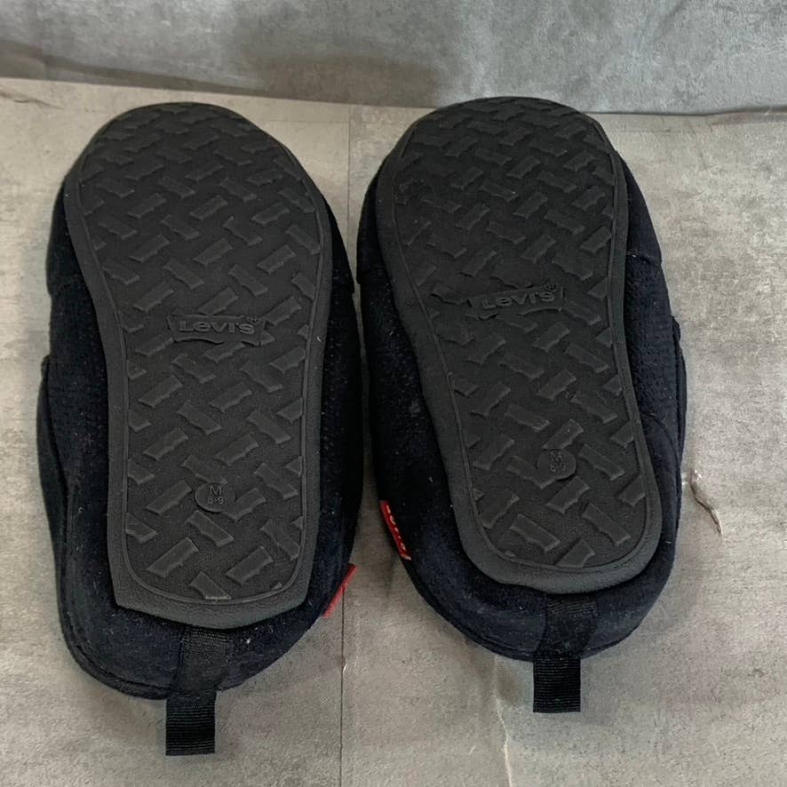 LEVI'S Men's Black Harlin 2 Microsuede Faux-Fur Venetian Slippers SZ M(8-9)