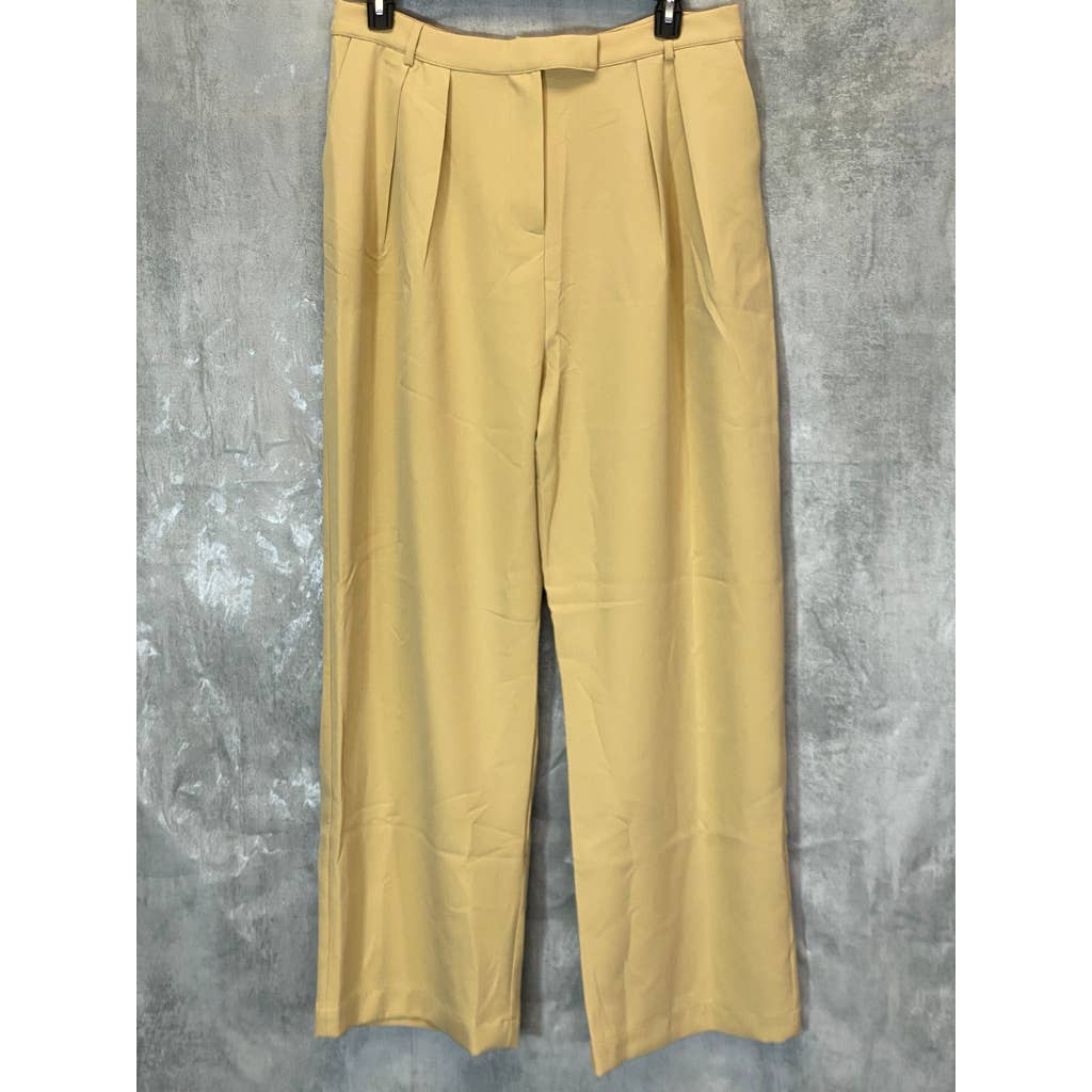AND NOW THIS Women's Camel Brown Pleated Wide Leg Pants SZ XL