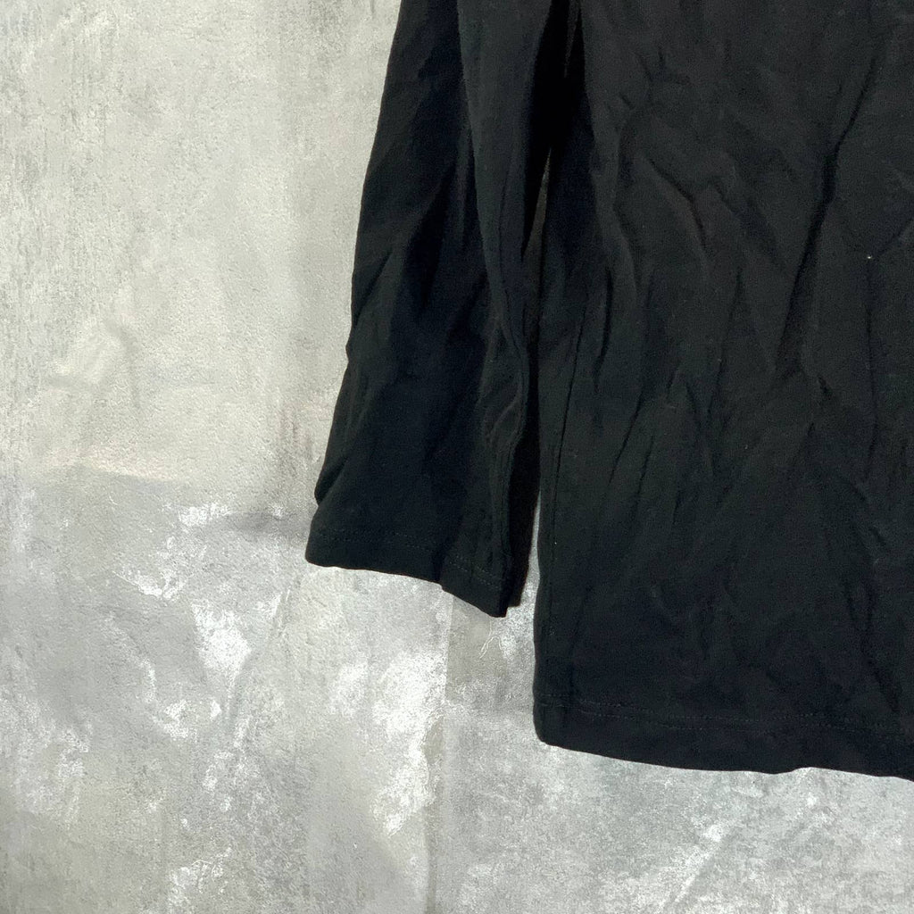VINCE. Women's Solid Black Boatneck Cotton-Linen Long-Sleeve Top SZ S