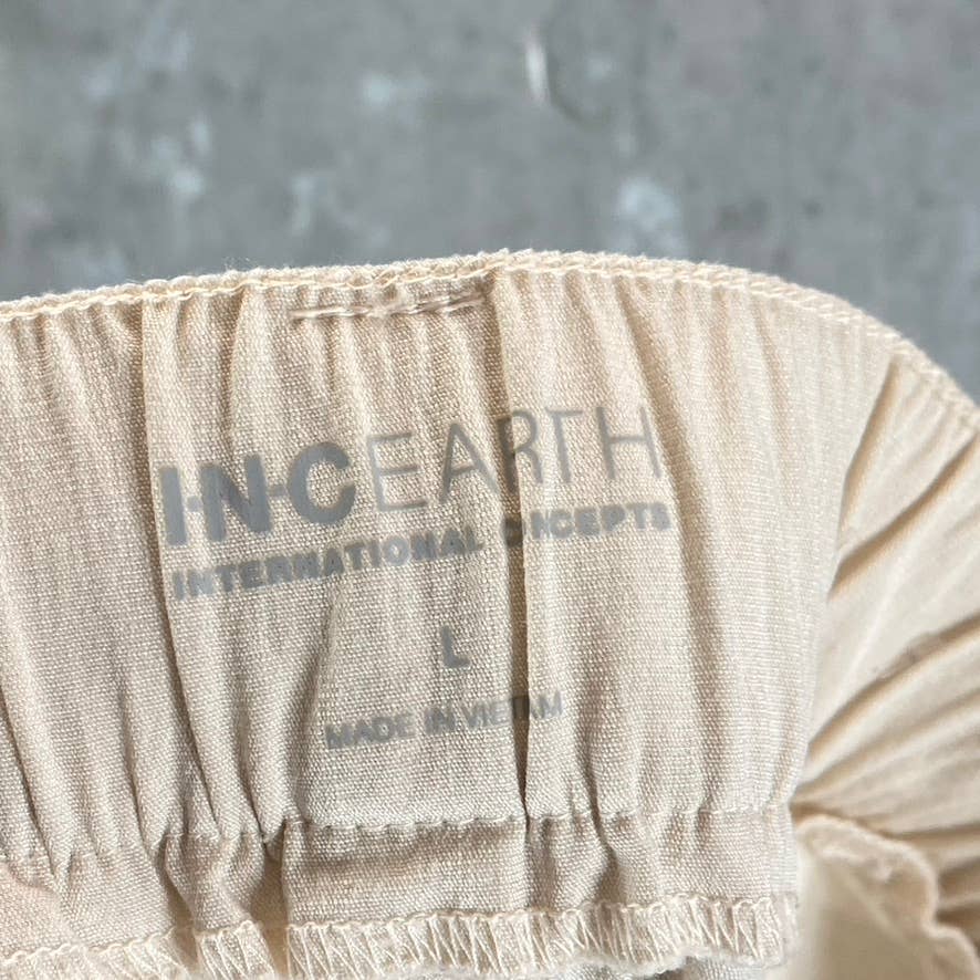 INC Women's Cashmere Cream EARTH Cargo High-Rise Zipper-Hem Joggers SZ L