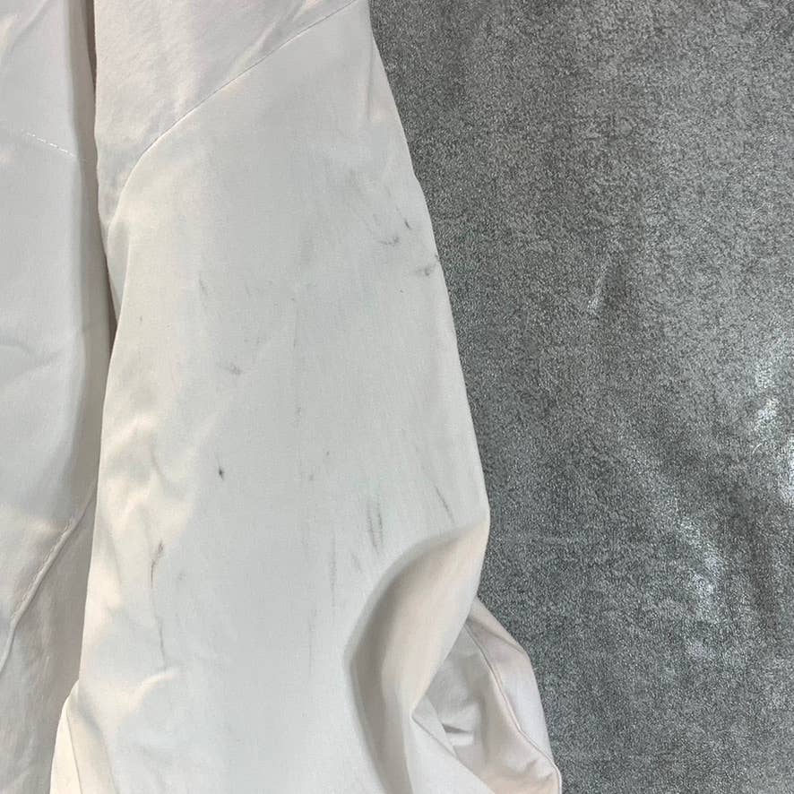 CALVIN KLEIN Women's White Solid V-Neck Elbow Tie-Sleeve Poplin Top SZ S