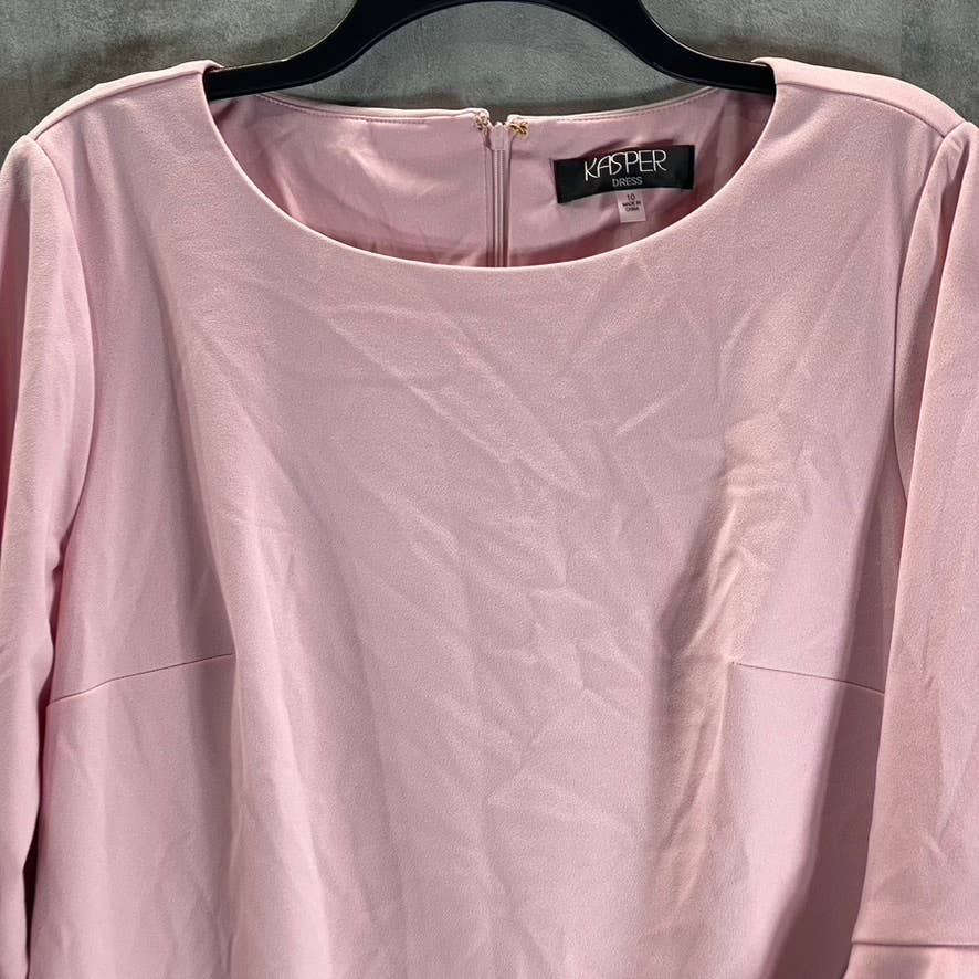 KASPER Women's Salmon Pink 3/4 Ruffle-Sleeve Sheath Knee-Length Dress SZ 10