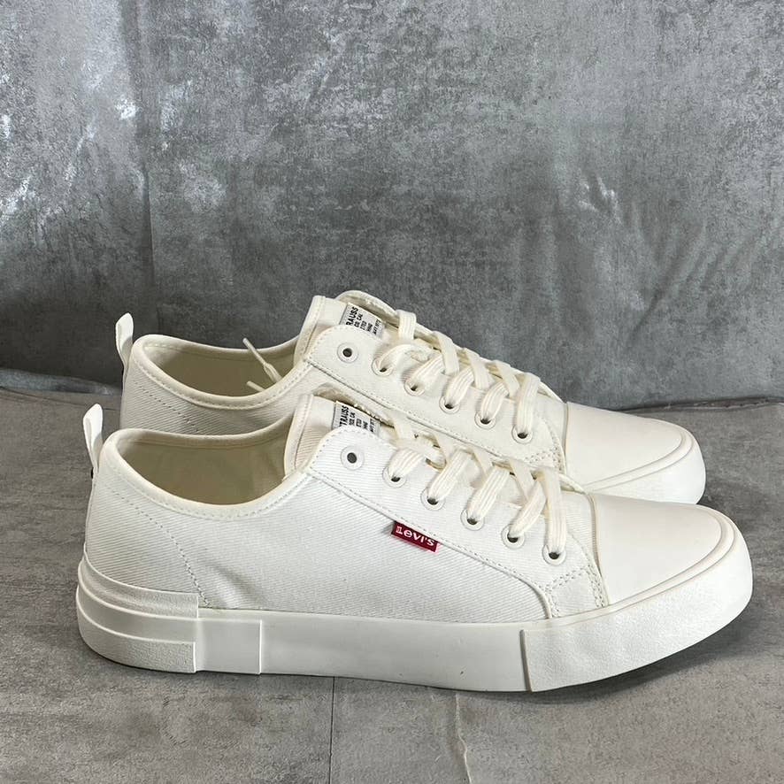 LEVI'S Women's White Mono Canvas Becky Low-Top Lace-Up Sneakers SZ 11