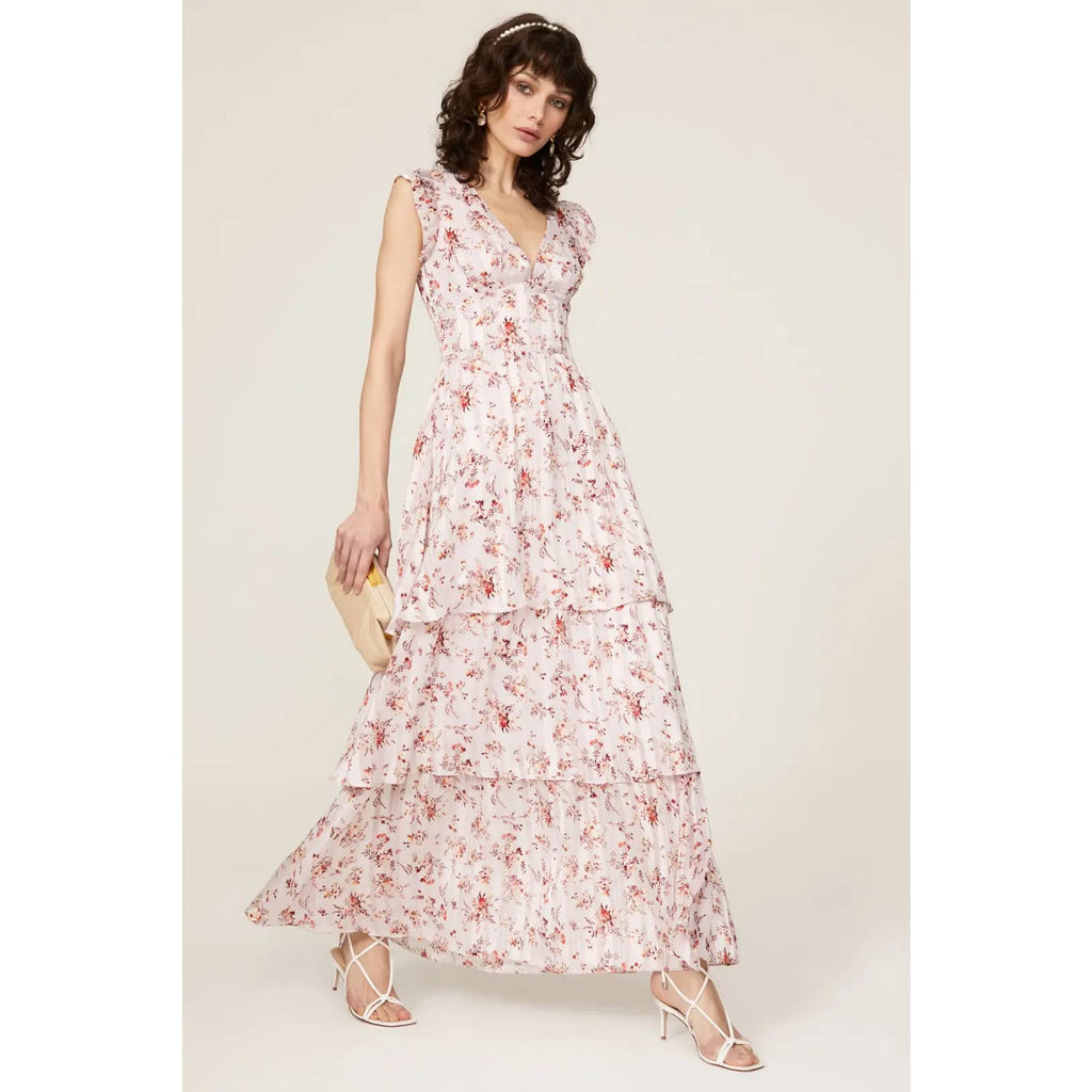 RACHEL RACHEL ROY Women's Ivory Floral Elaine Tiered V-Neck Maxi Dress SZ 2