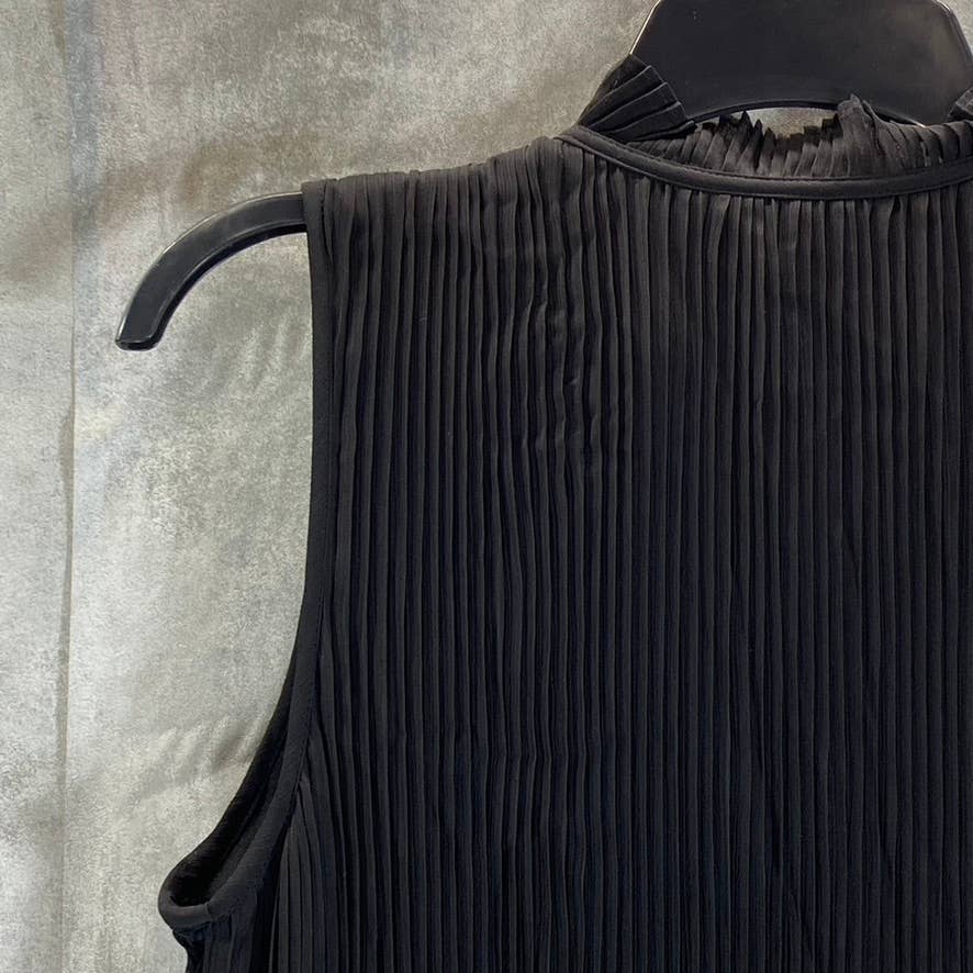 DKNY Women's Black Sleeveless Tie-Neck Pleated Mini Dress SZ 10