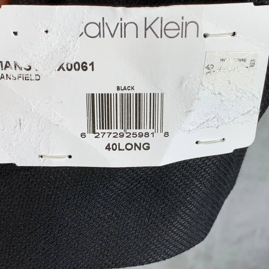 CALVIN KLEIN Men's Black Textured Long Slim-Fit Two-Button Suit Jacket SZ 40L