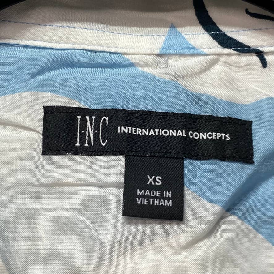 INC INTERNATIONAL CONCEPTS White Shadow Bloom Short Sleeve Shirt SZ XS