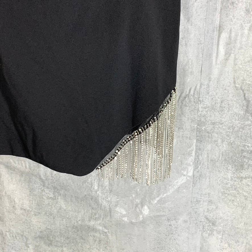 CITY STUDIO Juniors' Black Chain-Fringe Trim Sleeveless Bodycon Mini Dress SZ 5