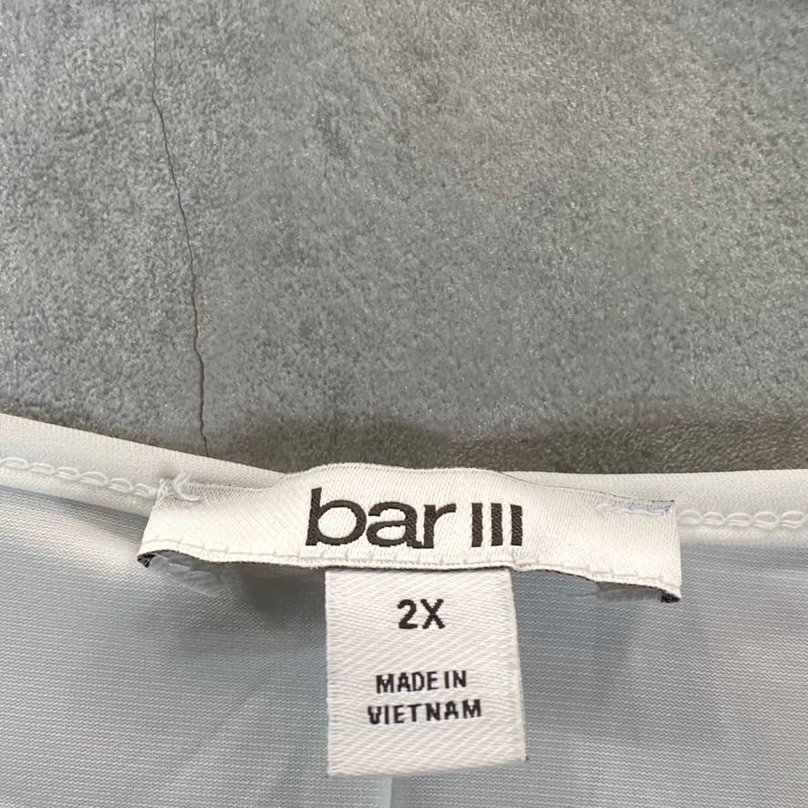 BAR III Women's Plus Blanc V-Neck Seamed Short-Sleeve Top SZ 2X