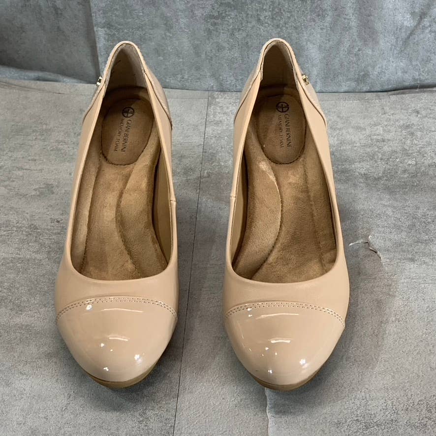 GIANI BERNINI Women's Nude Smooth Laynne Round Cap-Toe Block-Heel Pumps SZ 6
