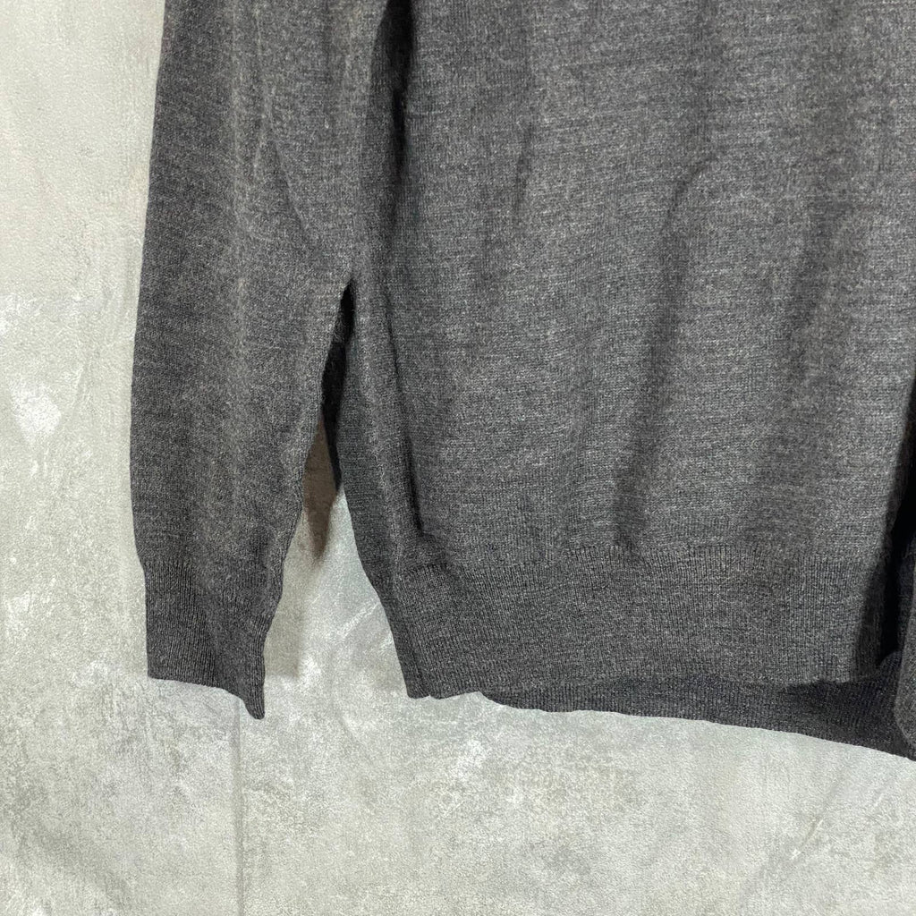 CLUB ROOM Men's Charcoal Solid Regular-Fit Merino Wool V-Neck Sweater SZ S
