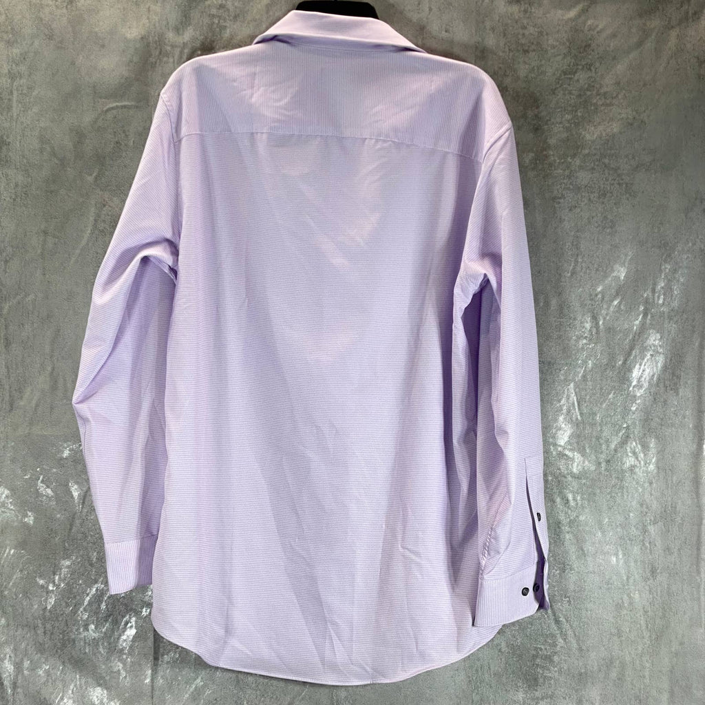 ALFANI Men's Lavender Mini Geo-Print Slim-Fit Stretch Shirt SZ 15-15.5 32/33