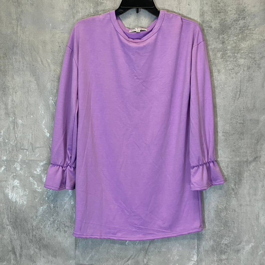 VELEVET TORCH Women's Lavender Bell Long Sleeve Crewneck Tunic SZ XS