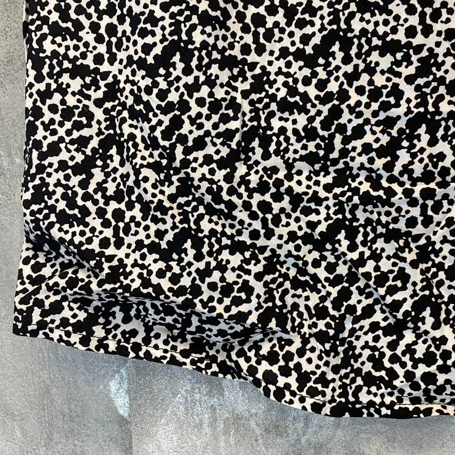 ABOUND Women's Ivory/Black Mini Cow Print Elastic Waist Pull-On Mini Skirt SZ L