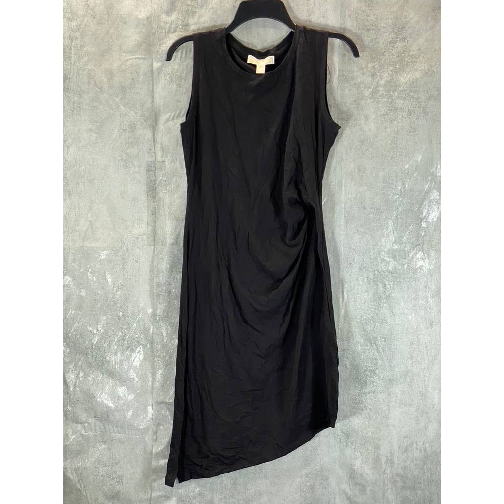 MICHAEL MICHAEL KORS Women's Petite Black Sleeveless Asymmetrical Sheath Dress