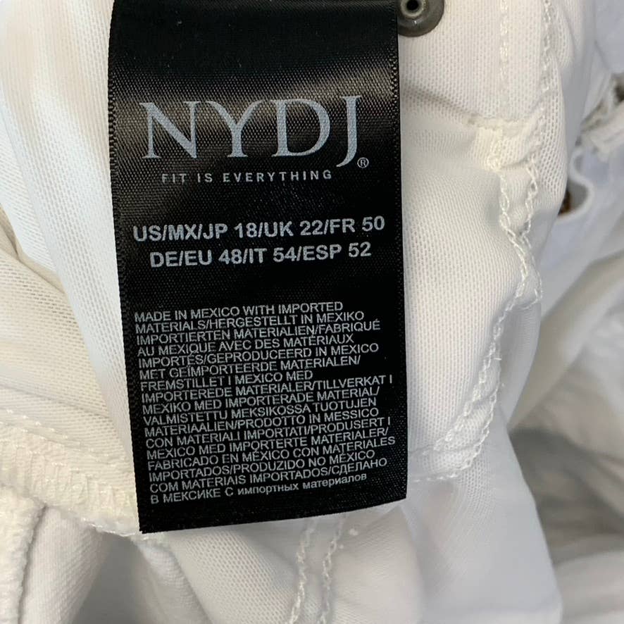 NYDJ Curves 360 Women's Optic White Slim-Straight Side-Slit Ankle Jeans SZ 18