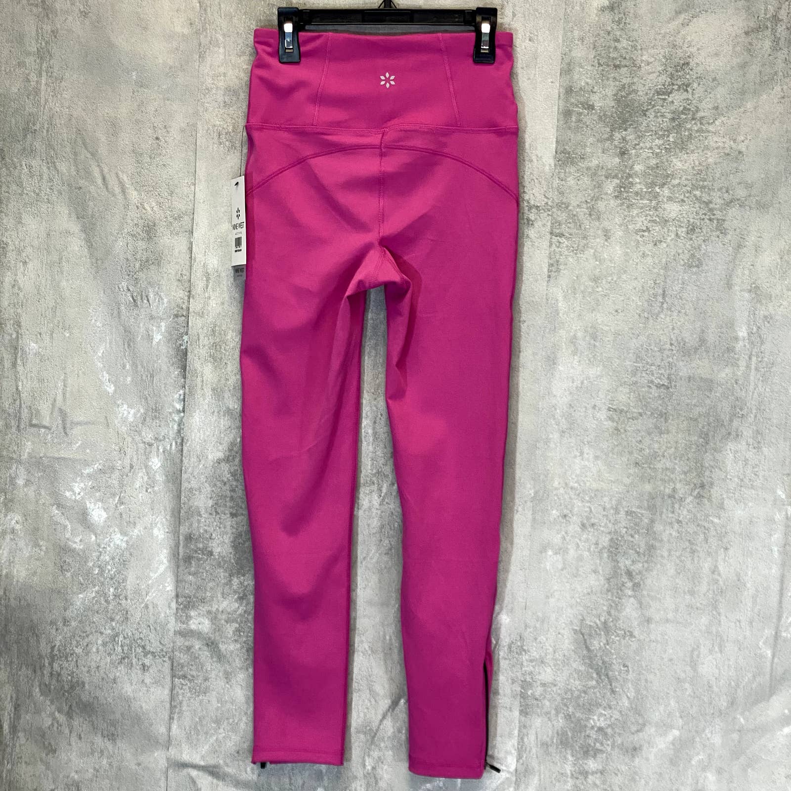 NINE WEST Women's Pink Beauty Crapped Zipper Hem Pull-On Stretch High-Waist Leggings SZ S