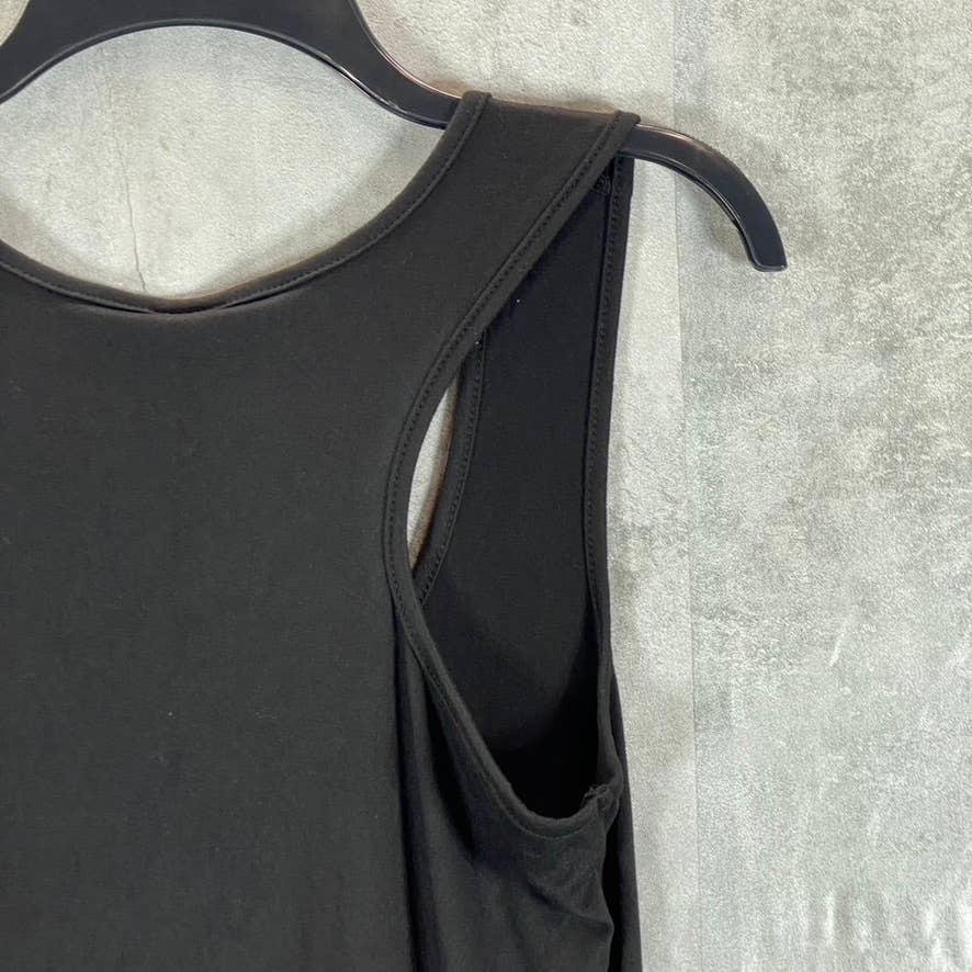 24SEVEN Comfort Apparel Women's Black Scoop-Neck Sleeveless Midi Tank Dress SZ M