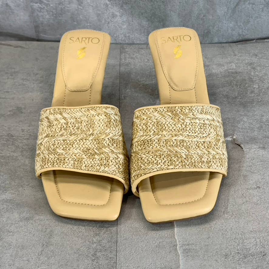 Sarto By Franco Sarto Women's Natural Fabric Betty-2 Square-Toe Sandals SZ 8.5