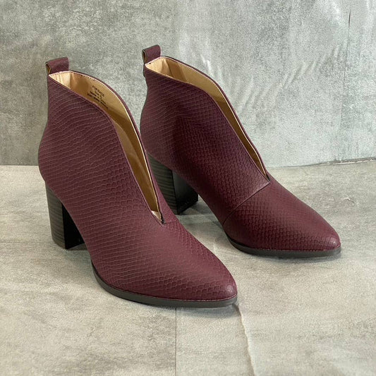 JOURNEE COLLECTION Women's Wine Bellamy Pointed-Toe Slip-On Block-Heel Booties